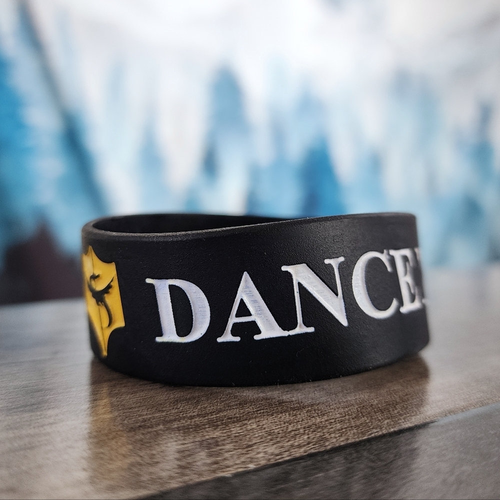 Dance Music Black Wide Silicone Wristband
